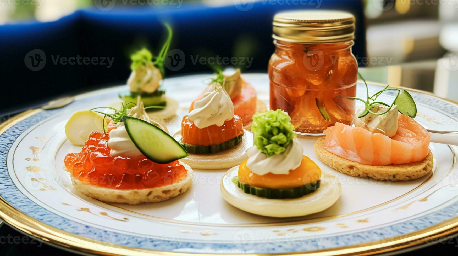 AI generated Food, hospitality and room service, starter appetisers as exquisite cuisine in hotel restaurant a la carte menu, culinary art and fine dining photo