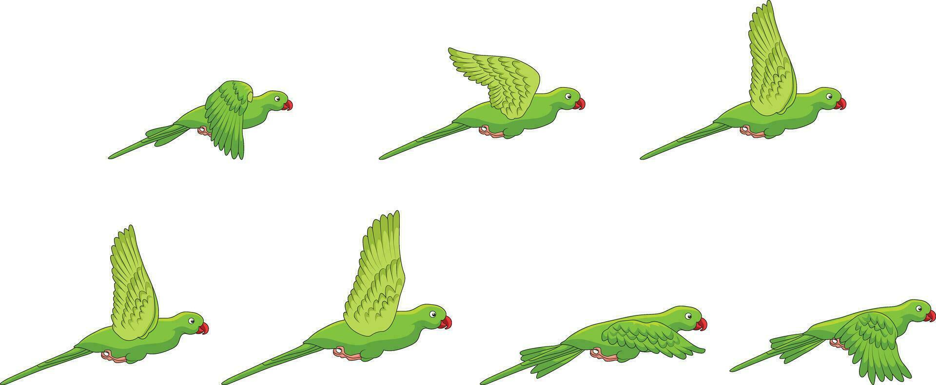 Parrot flying motion vector illustration