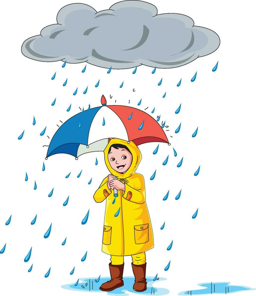 Boy with Umbrella vector