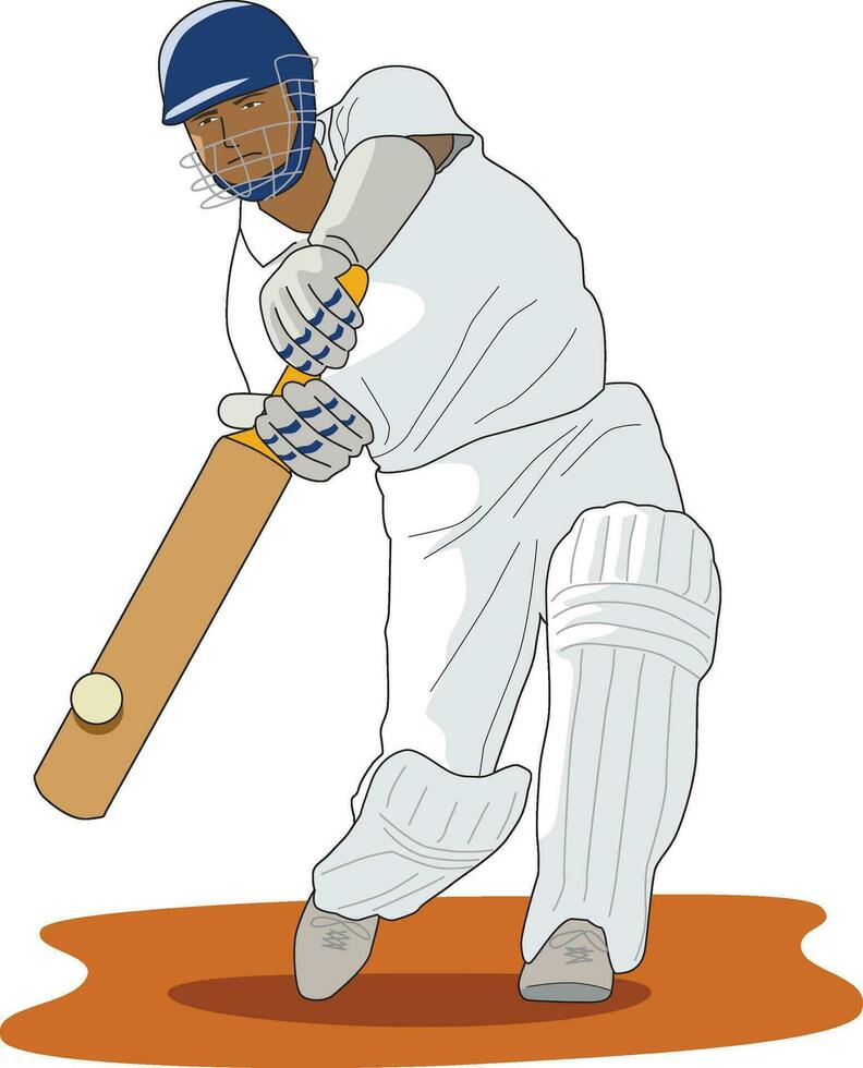 A sportsperson playing cricket with a bat in hand vector