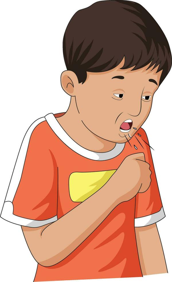 Sick boy coughing vector