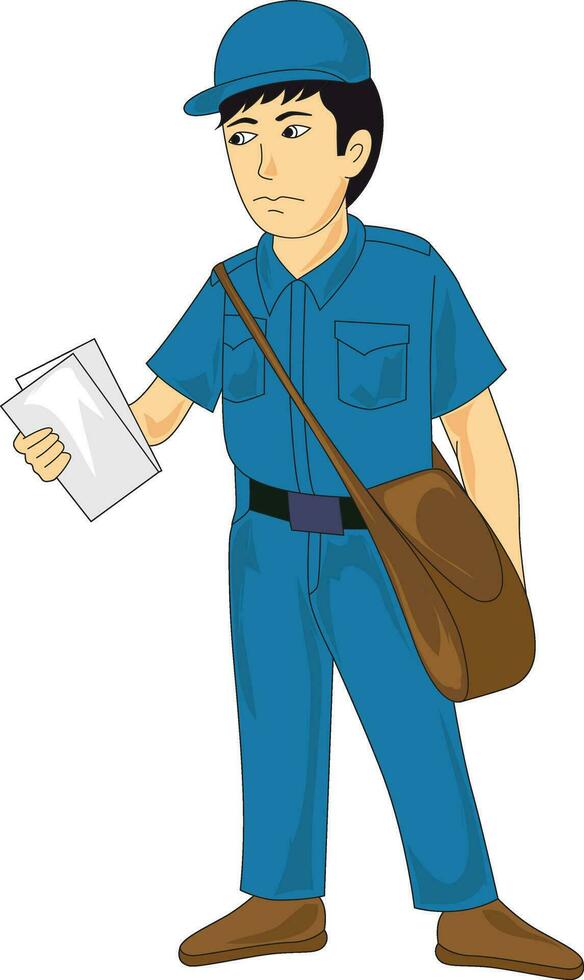 Cute postman delivering letters vector