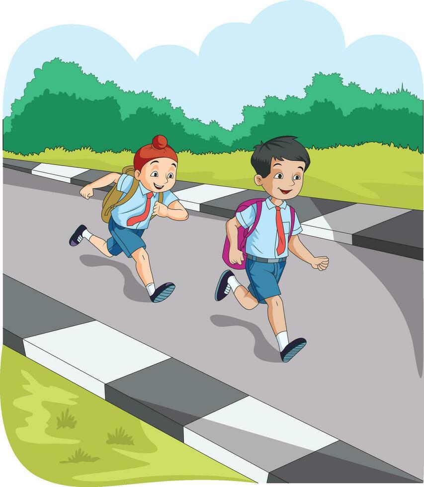 Children with school bags vector illustration