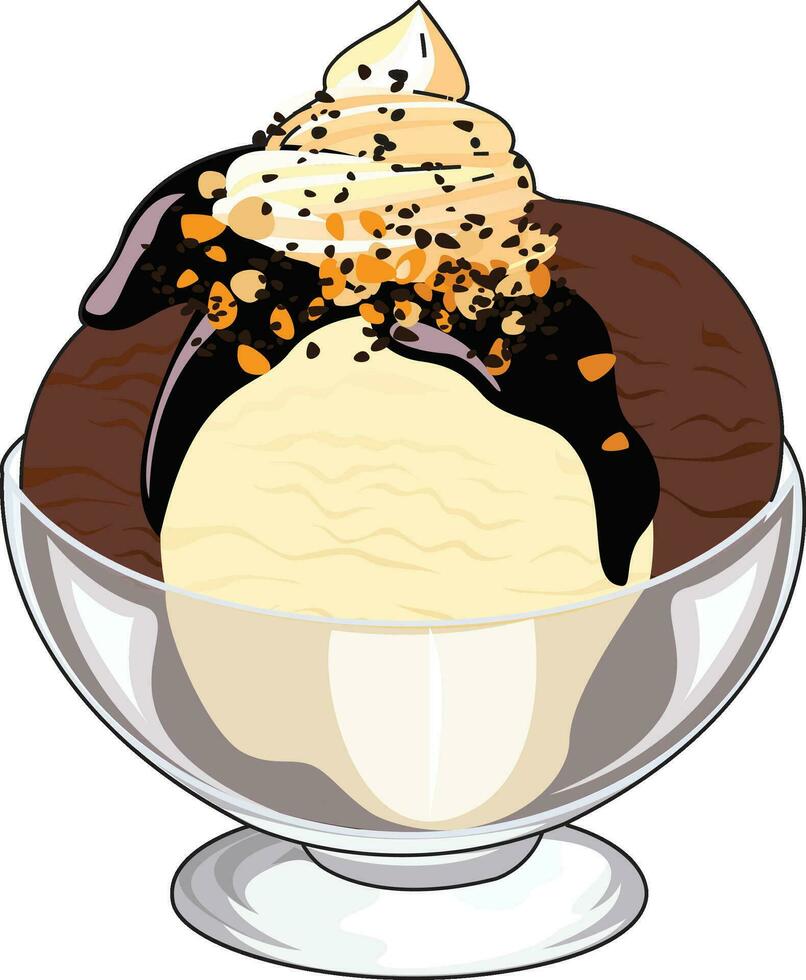 A bowl of delicious ice-cream vector