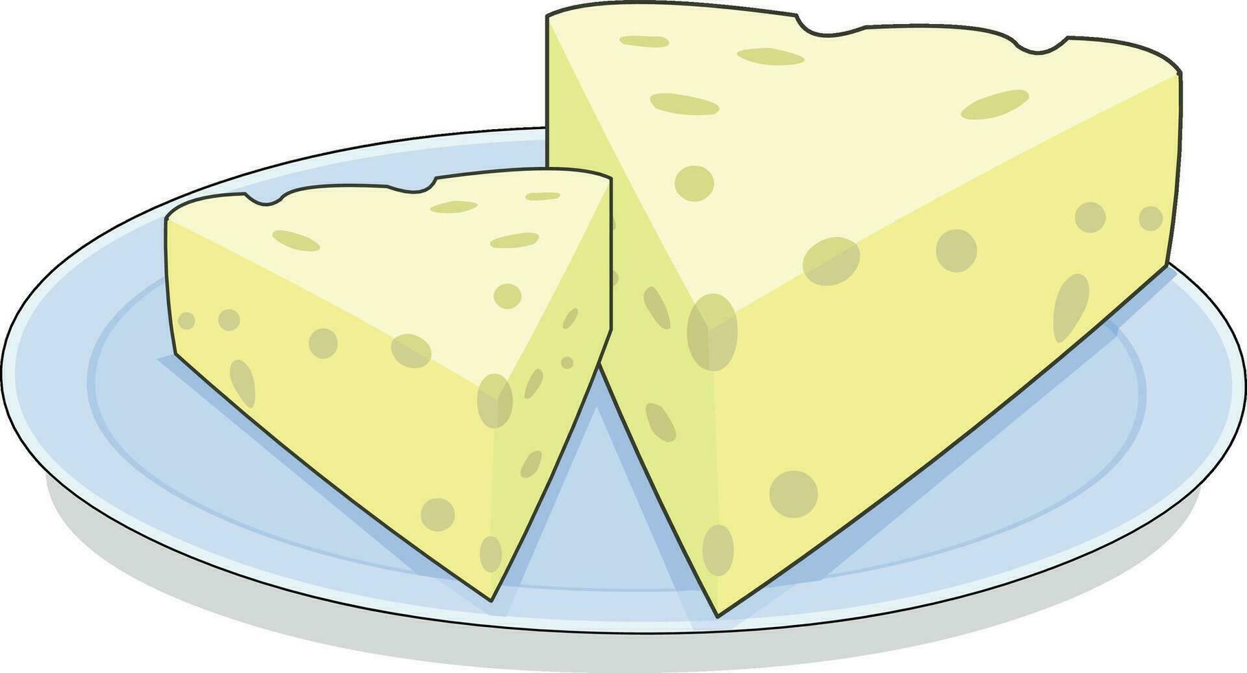 dos piezas de queso en un plato vector