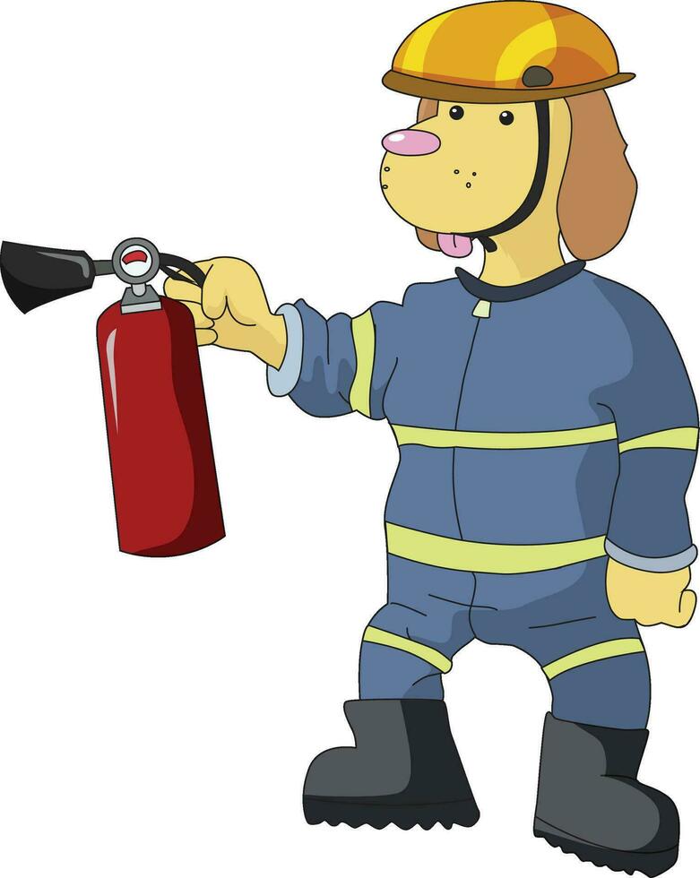 Cute dog cartoon extinguishing fire vector