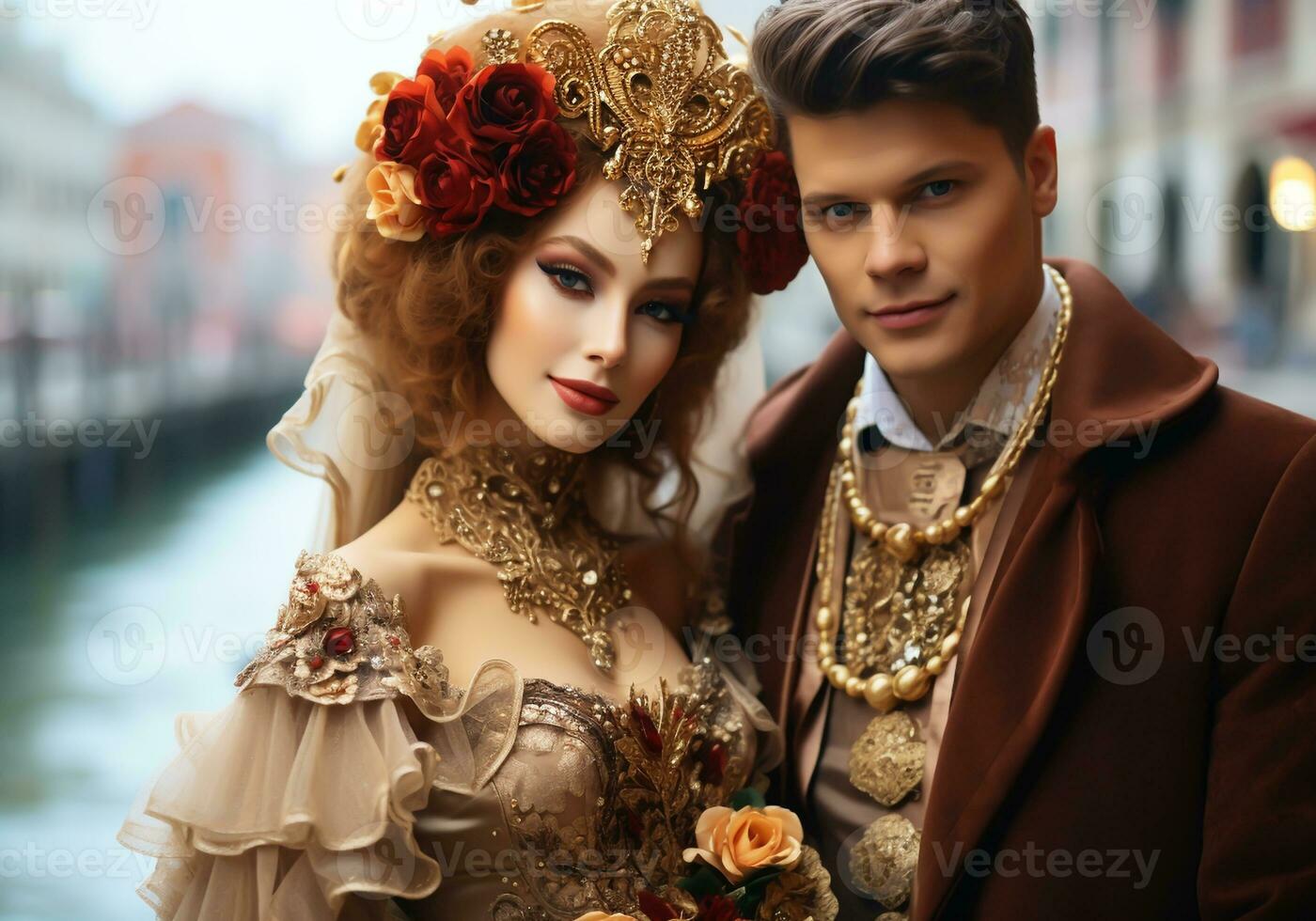 AI generated Venetian carnival mask. Tradition and glamour photo