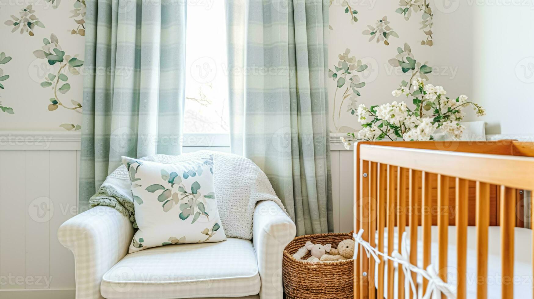 AI generated Baby room decor and interior design inspiration in the English countryside style cottage photo