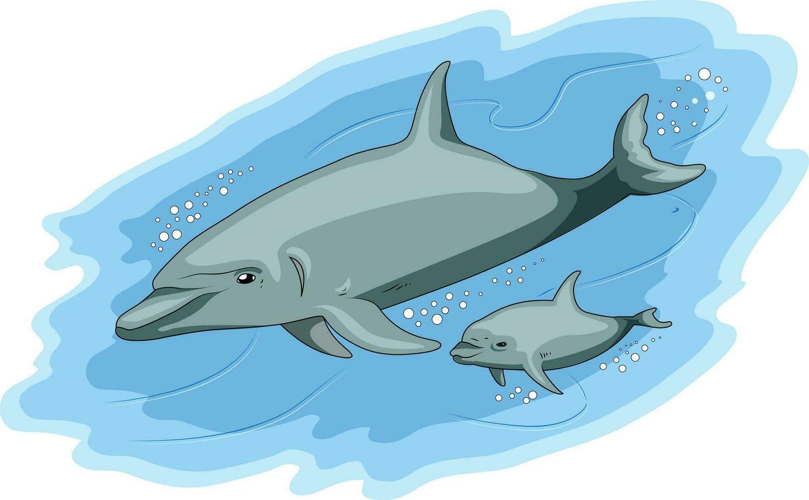 ballena y sus joven uno nadando en el Oceano vector