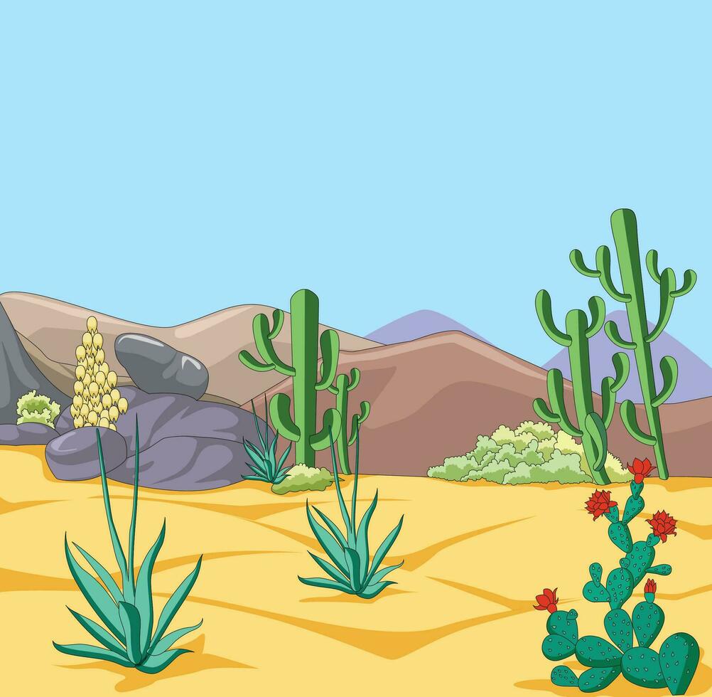 Cactus in desert vector illustration