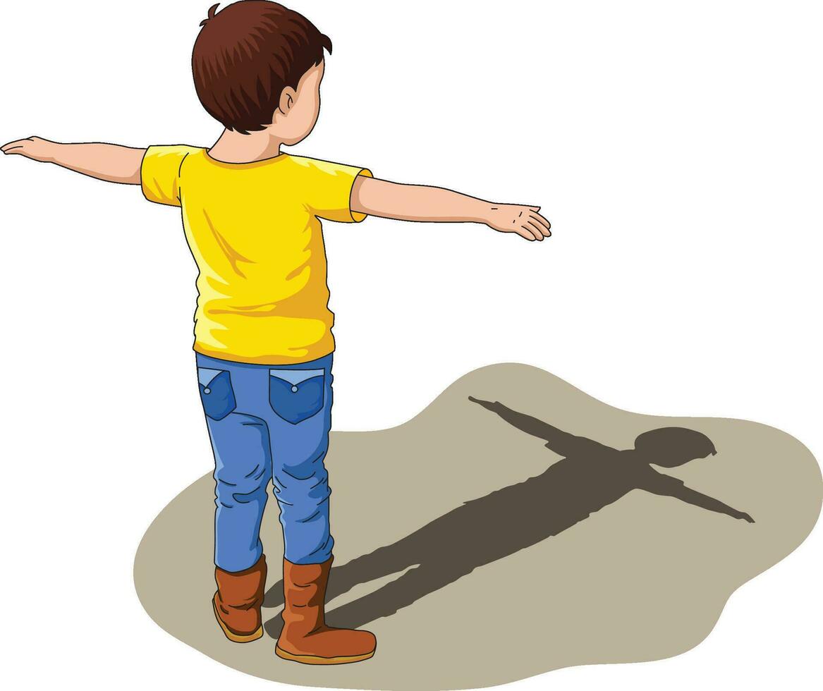 Boy standing with arms wide open vector illustration