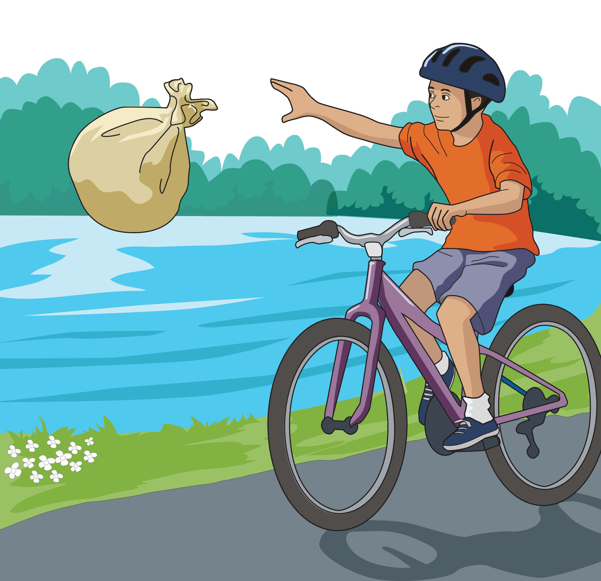 Young Boy Throwing Garbage Sack In The River 36148111 Vector Art At young-boy-throwing-garbage-sack-in-the-river-36148111-vector-art-at