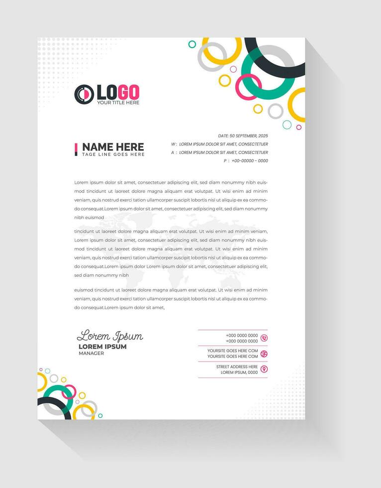 membrete, corporativo moderno profesional creativo empresa oficial único mínimo letra cabeza diseño modelo. vector