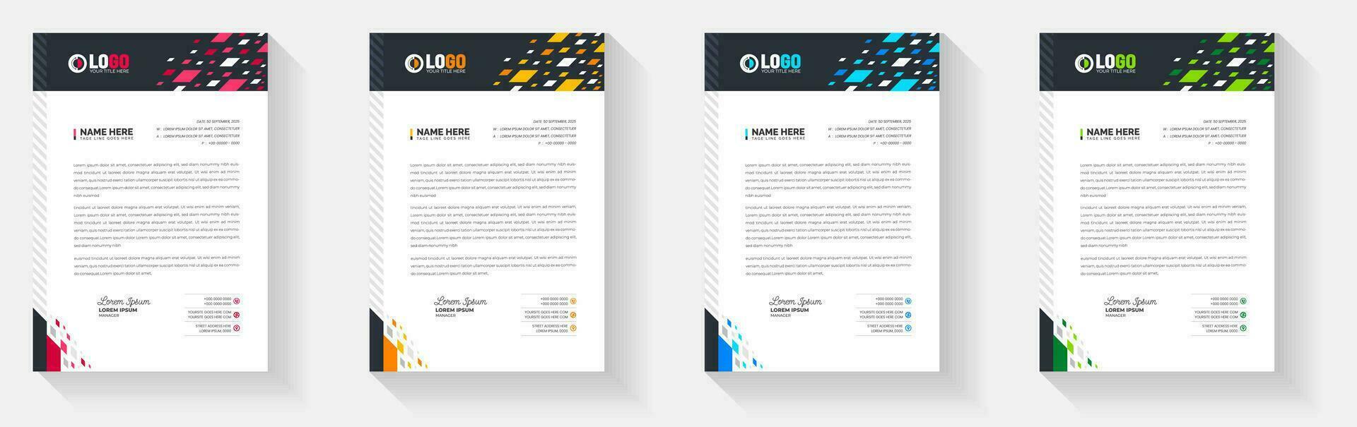 Professional Simple And Clean Elegant Flat Print Ready corporate modern business Abstract style letterhead design template set For Your Project. business letter head bundle trendy design. vector