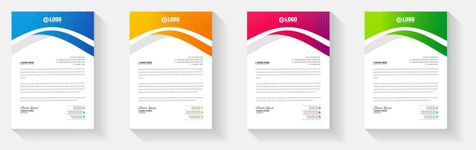 Professional Simple And Clean Elegant Flat Print Ready corporate modern business Abstract style letterhead design template set For Your Project. business letter head bundle trendy design. vector