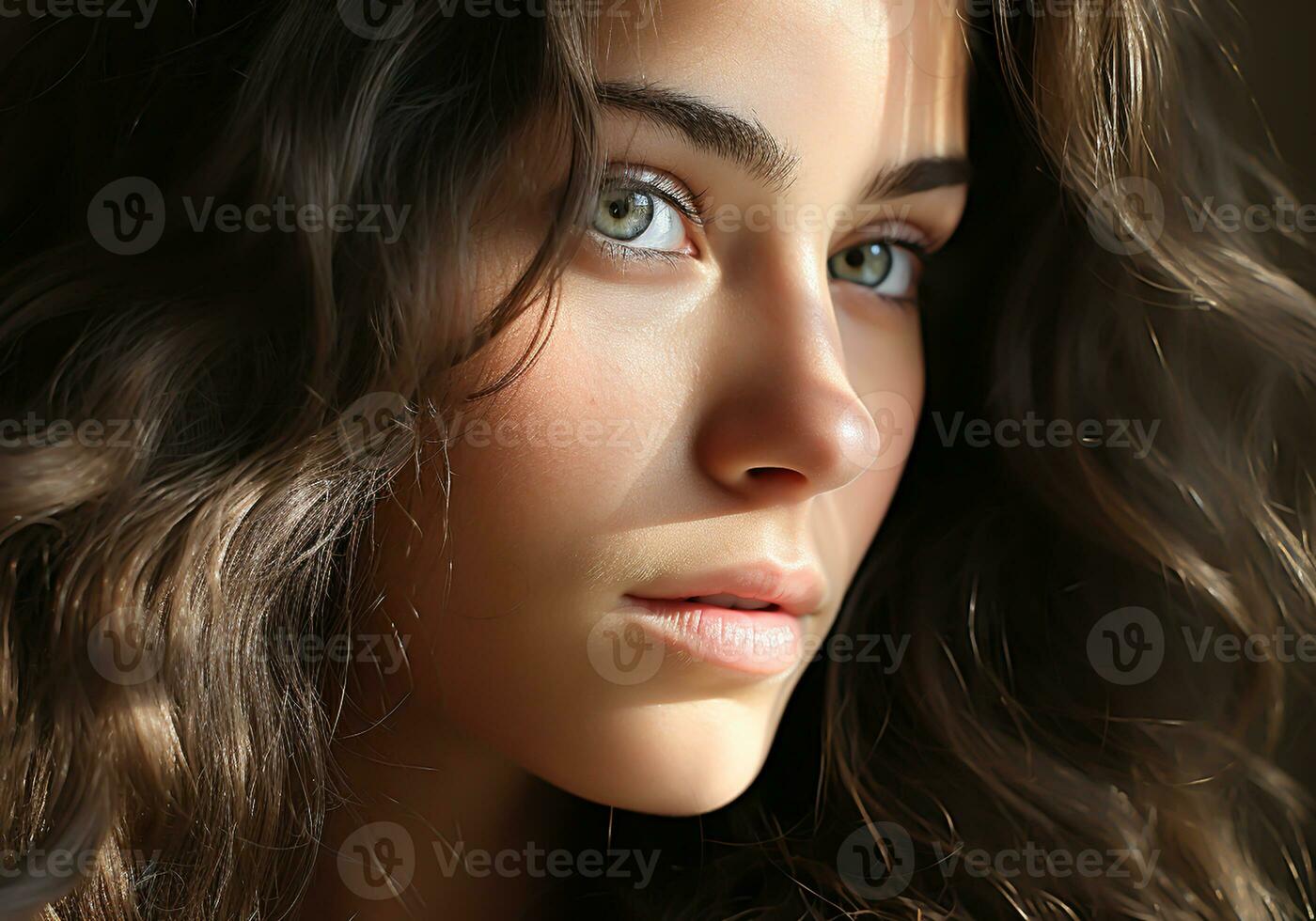 AI generated Portrait of woman with captivating beauty. AI generated photo