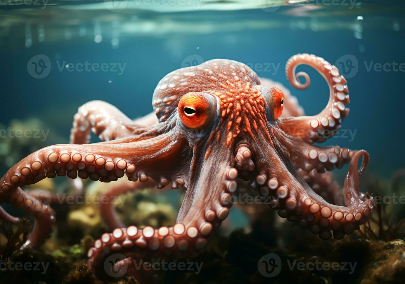 AI generated Colorful octopus in the ocean. Underwater life. photo