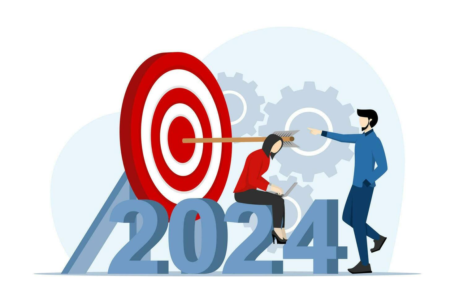 business in 2024. business targets in 2024. develop strategies and see opportunities for success. research business. determine the target market. entrepreneurial team. new year 2024. vector