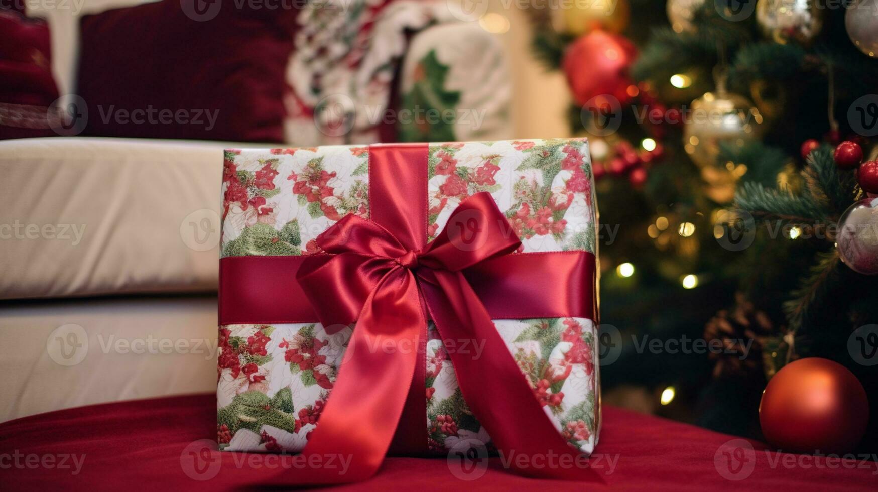 AI generated Christmas gift wrapping idea for boxing day and winter holidays in the English countryside tradition photo
