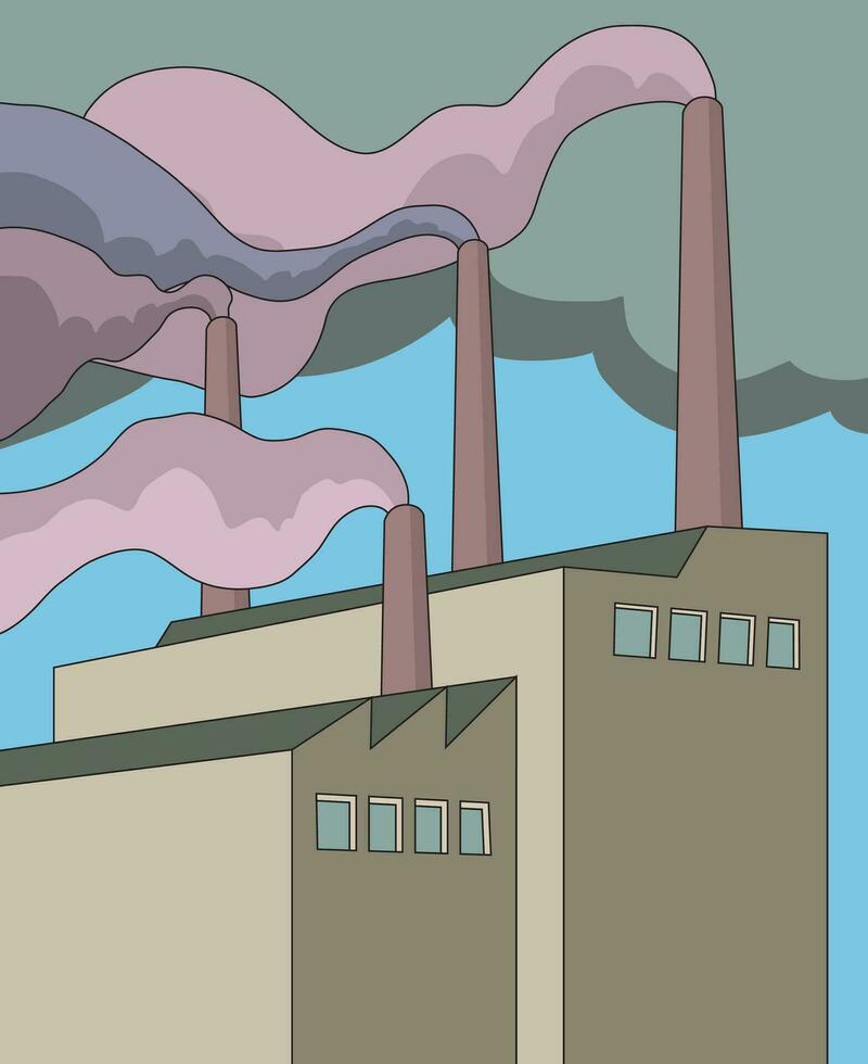 Smoke coming out from the factories vector