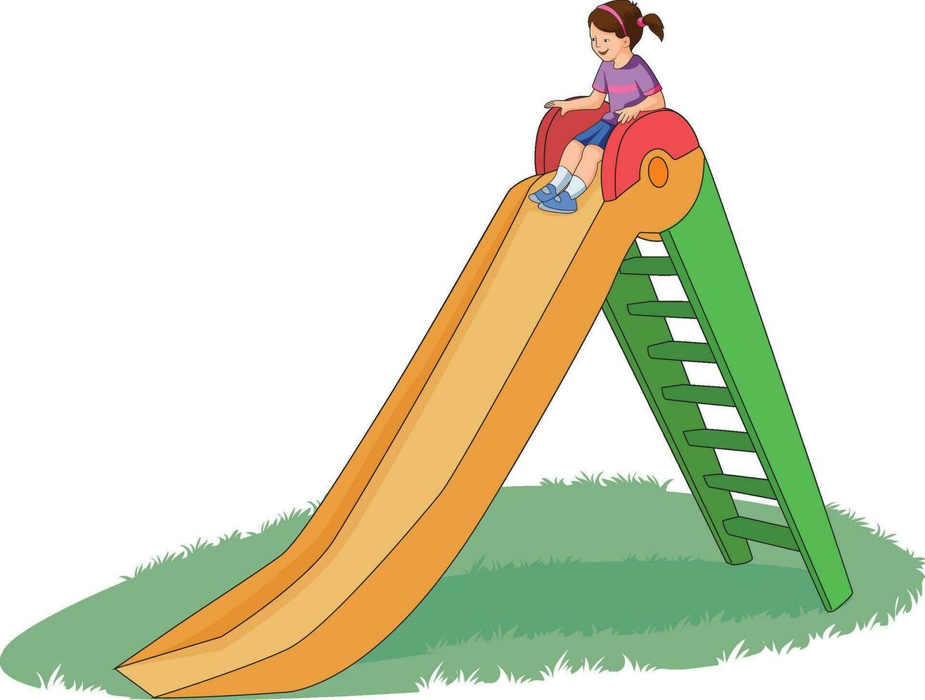 Cute girl enjoying on the playground swing vector
