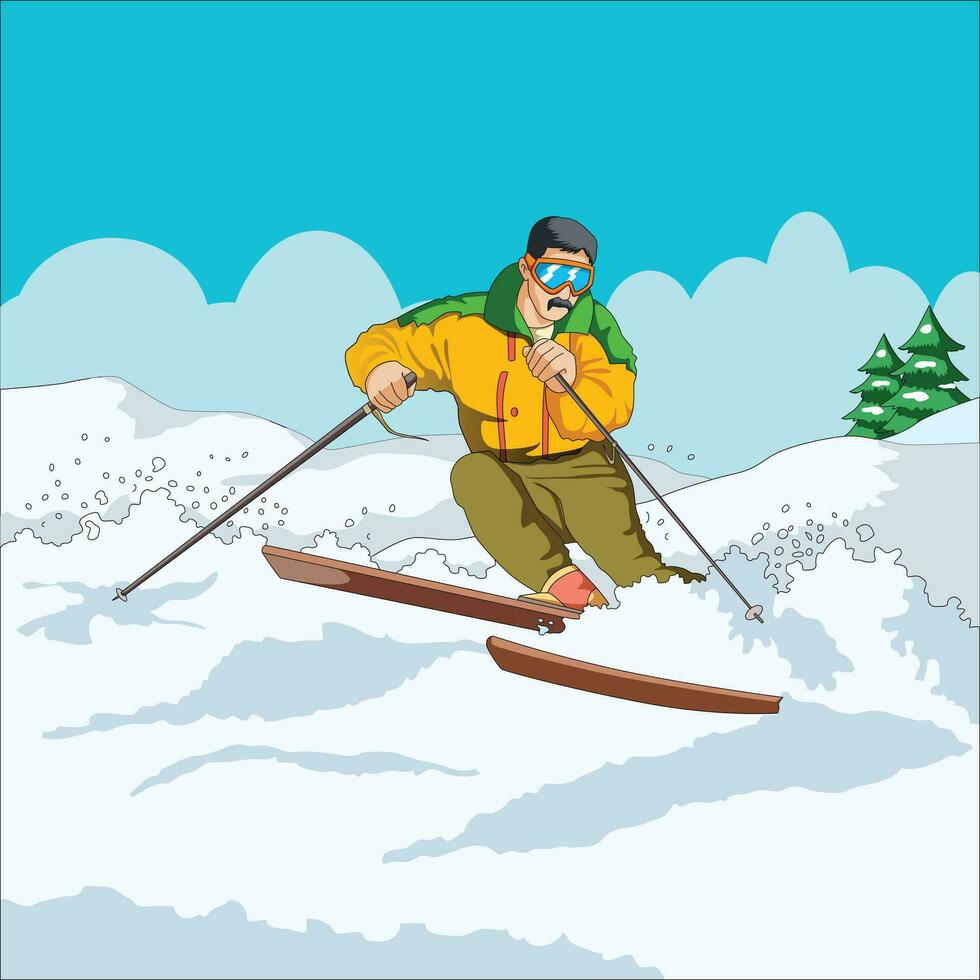 Man doing water skiing vector