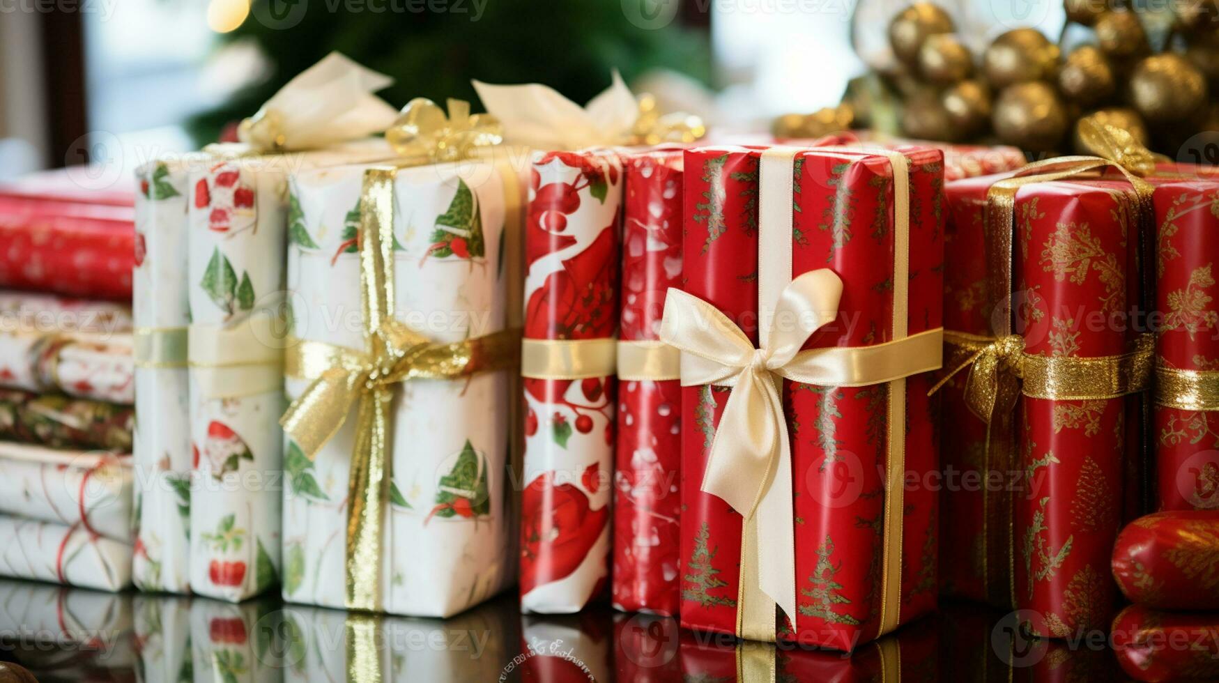 AI generated Christmas gift wrapping idea for boxing day and winter holidays in the English countryside tradition photo