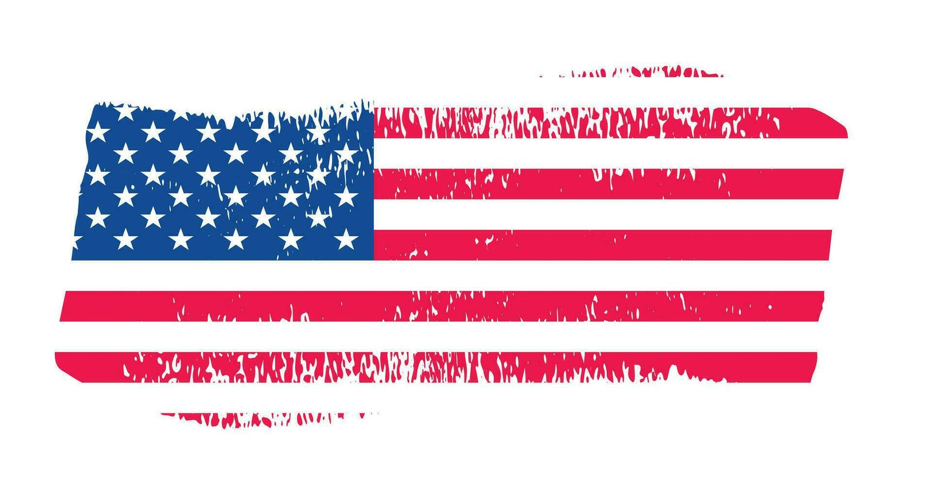 Grunge US Flag brush stroke effect. USA flag brush paint use to 4 of July American President Day. United States of America flag with watercolor paint brush strokes texture or grunge texture design. vector