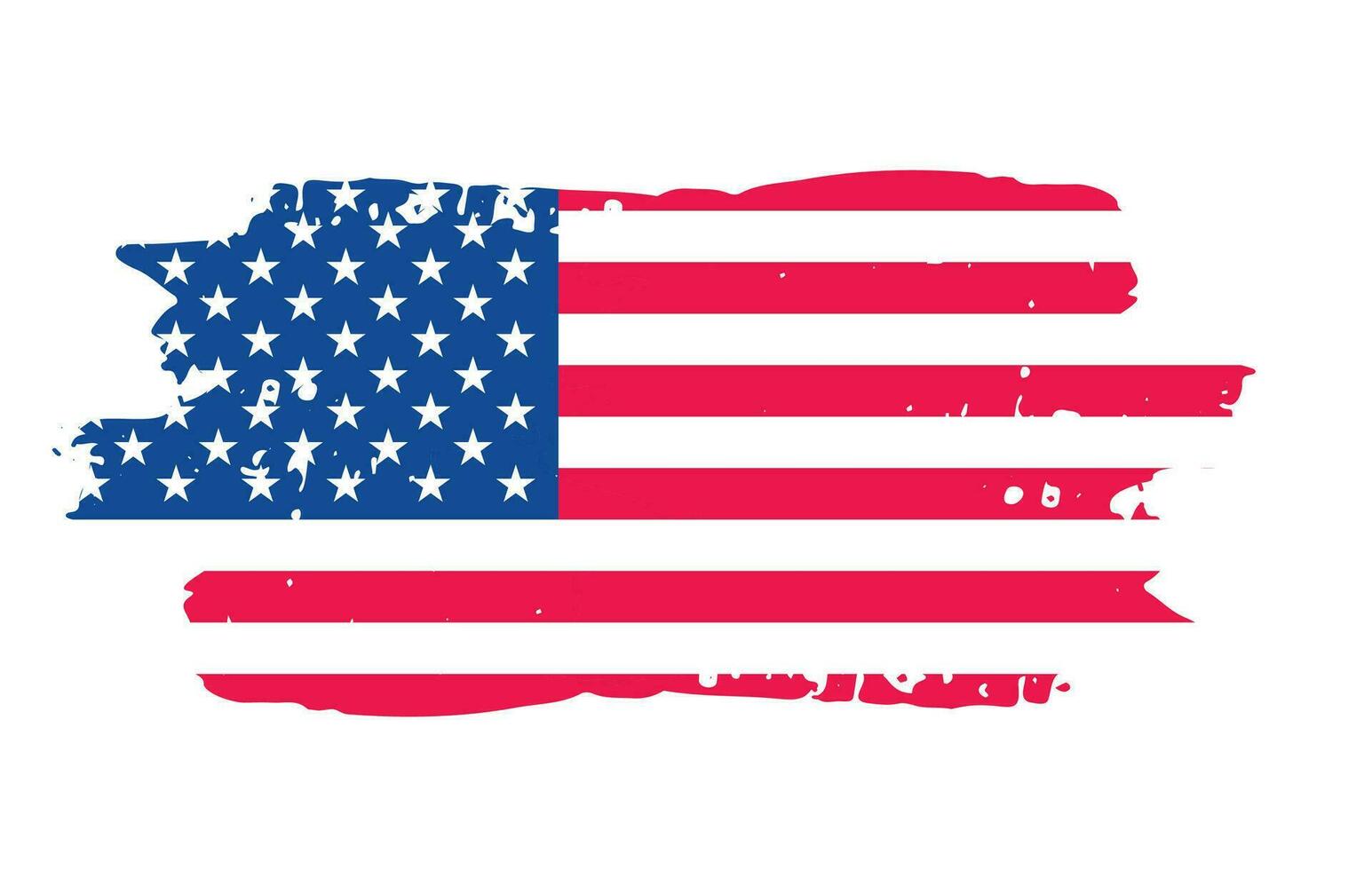 Grunge US Flag brush stroke effect. USA flag brush paint use to 4 of July American President Day. United States of America flag with watercolor paint brush strokes texture or grunge texture design. vector