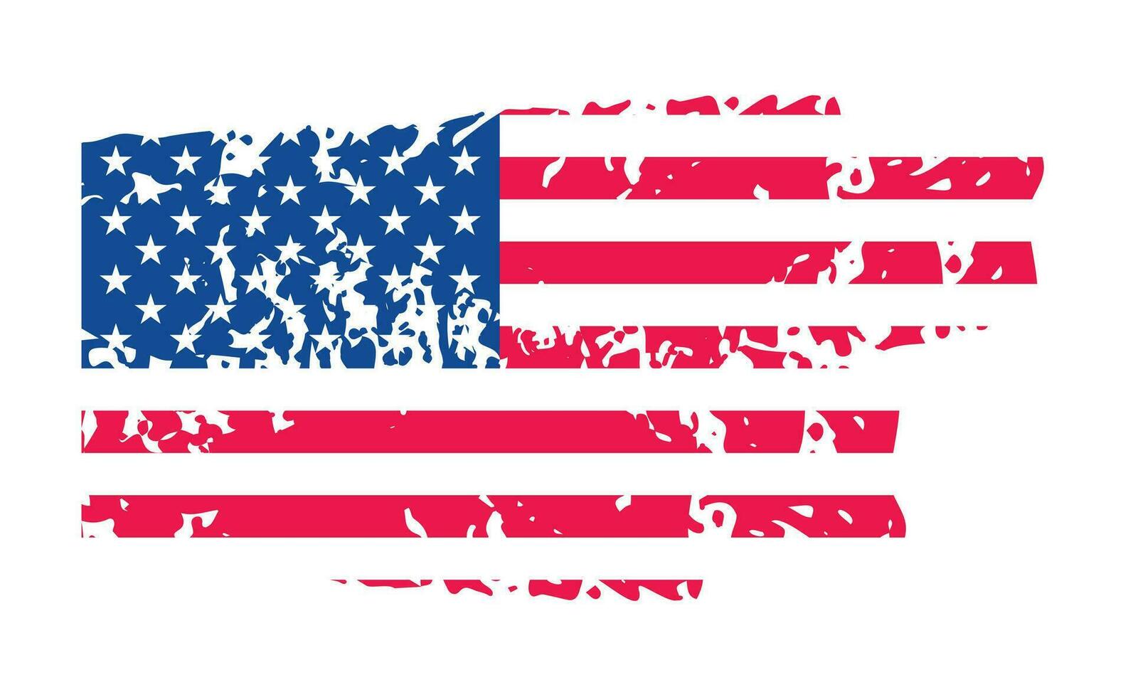Grunge US Flag brush stroke effect. USA flag brush paint use to 4 of July American President Day. United States of America flag with watercolor paint brush strokes texture or grunge texture design. vector
