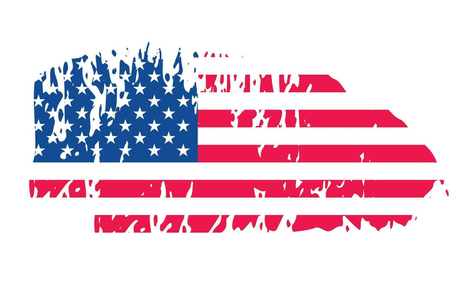 Grunge US Flag brush stroke effect. USA flag brush paint use to 4 of July American President Day. United States of America flag with watercolor paint brush strokes texture or grunge texture design. vector