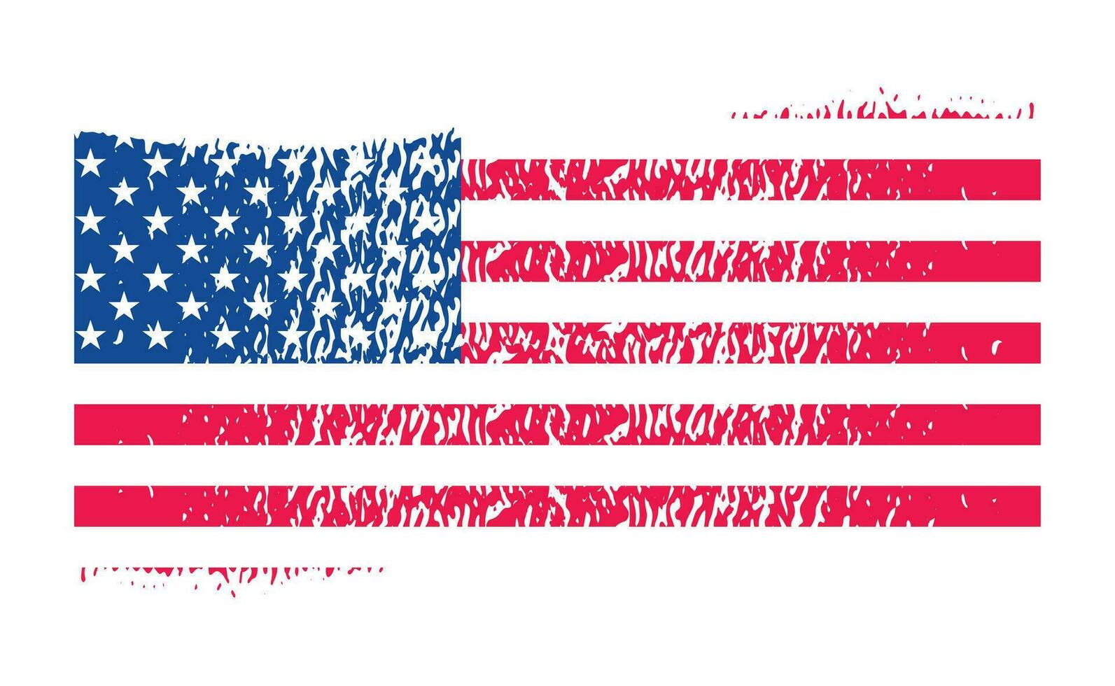 Grunge US Flag brush stroke effect. USA flag brush paint use to 4 of July American President Day. United States of America flag with watercolor paint brush strokes texture or grunge texture design. vector