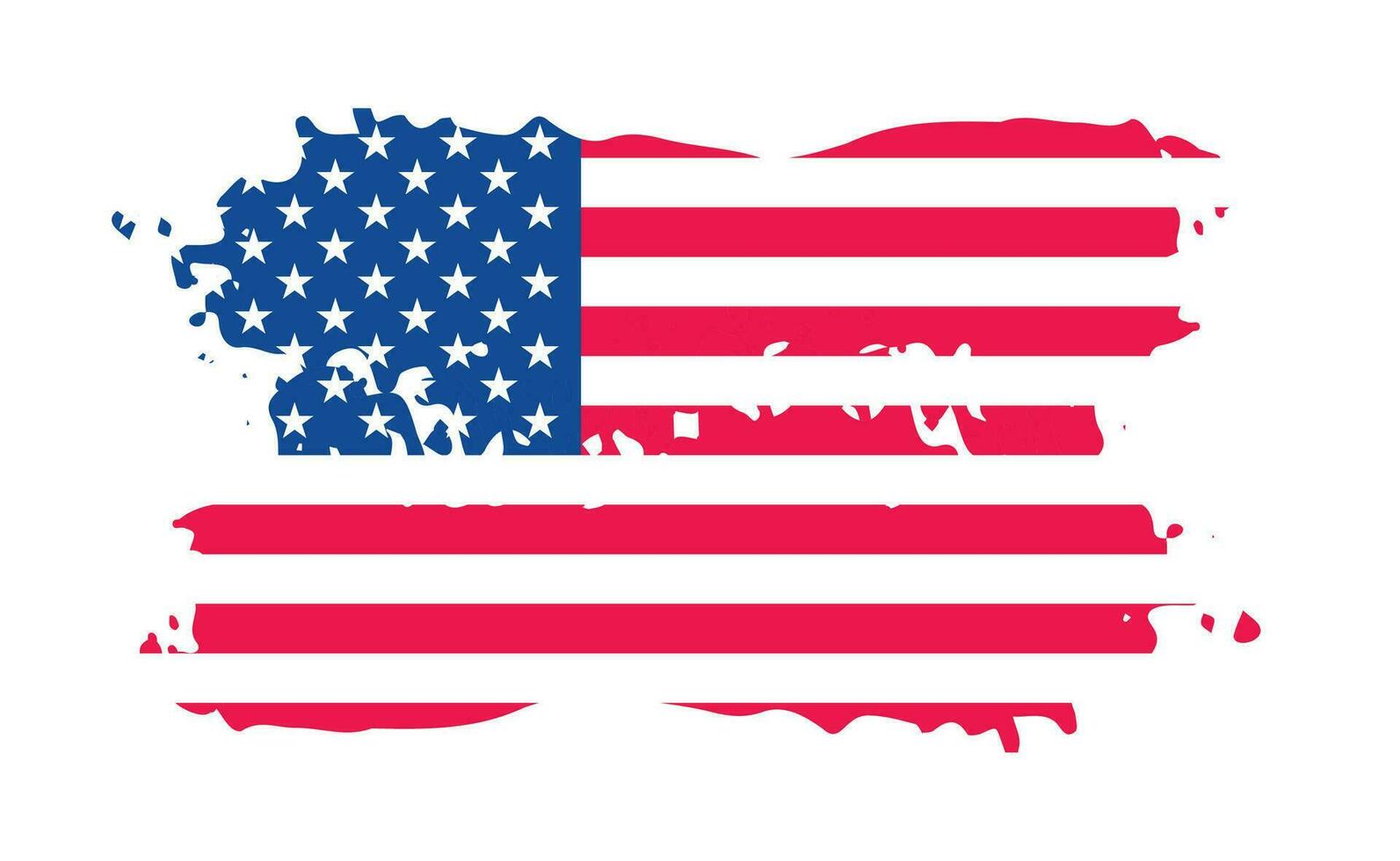 Grunge US Flag brush stroke effect. USA flag brush paint use to 4 of July American President Day. United States of America flag with watercolor paint brush strokes texture or grunge texture design. vector