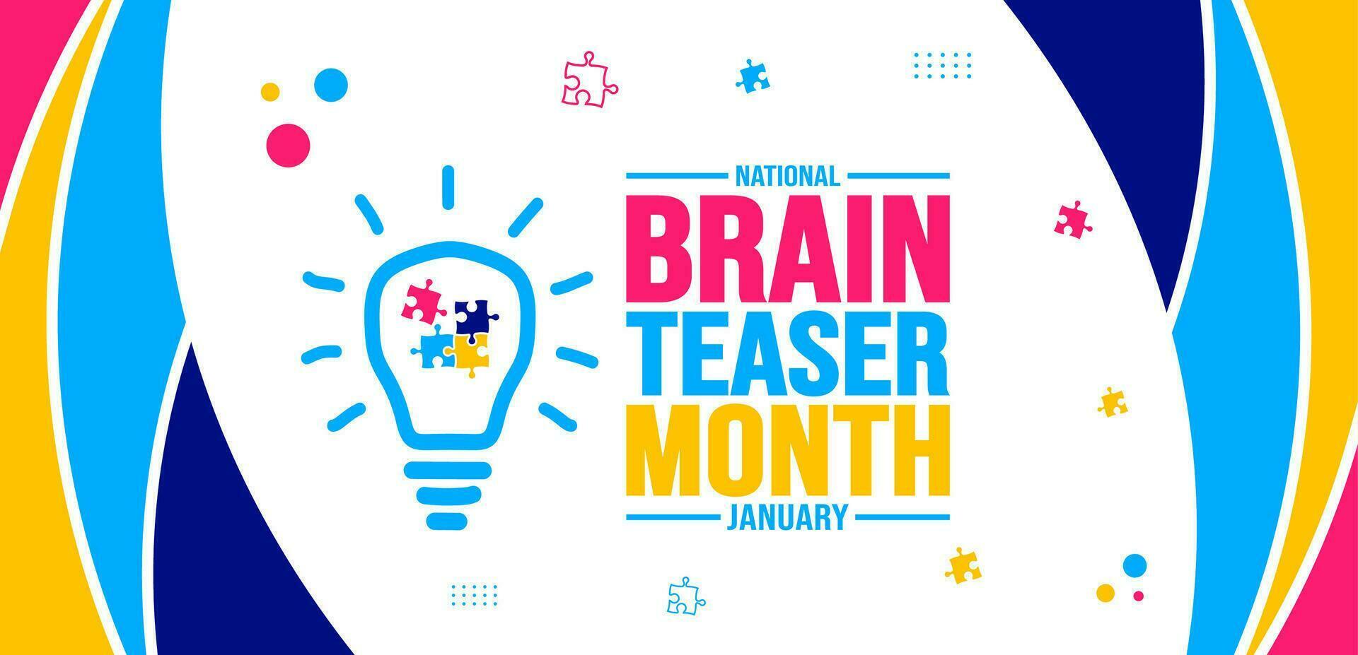January is International Brain Teaser Month background template. Holiday concept. background, banner, placard, card, and poster design template with text inscription and standard color. vector. vector