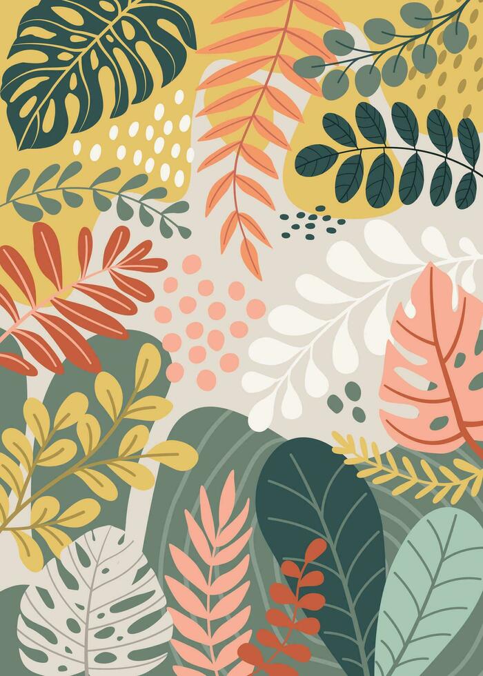 Design banner frame flower Spring background with beautiful. flower background for design. Colorful background with tropical plants vector