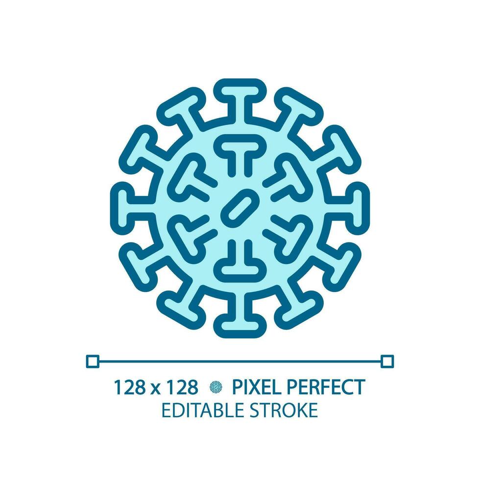 2D pixel perfect editable blue rotavirus icon, isolated monochromatic vector, thin line illustration representing bacteria. vector
