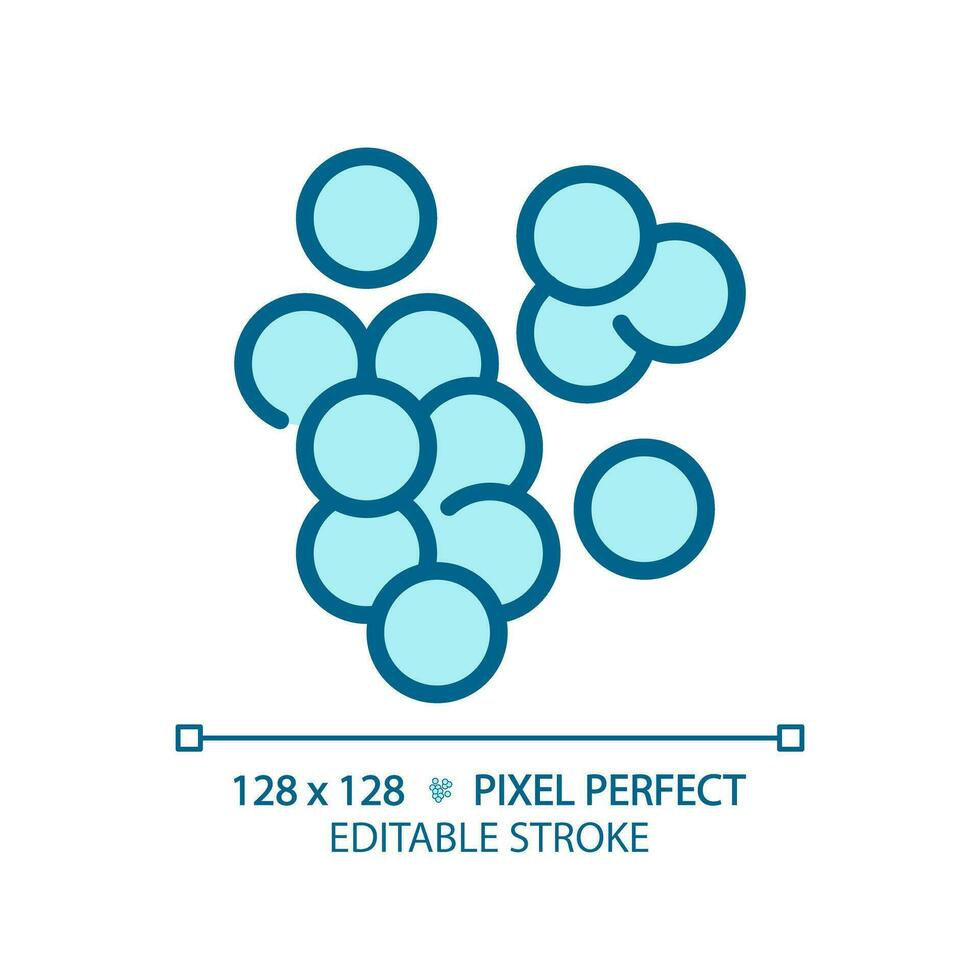2D pixel perfect editable blue coccus icon, isolated monochromatic vector, thin line illustration representing bacteria. vector