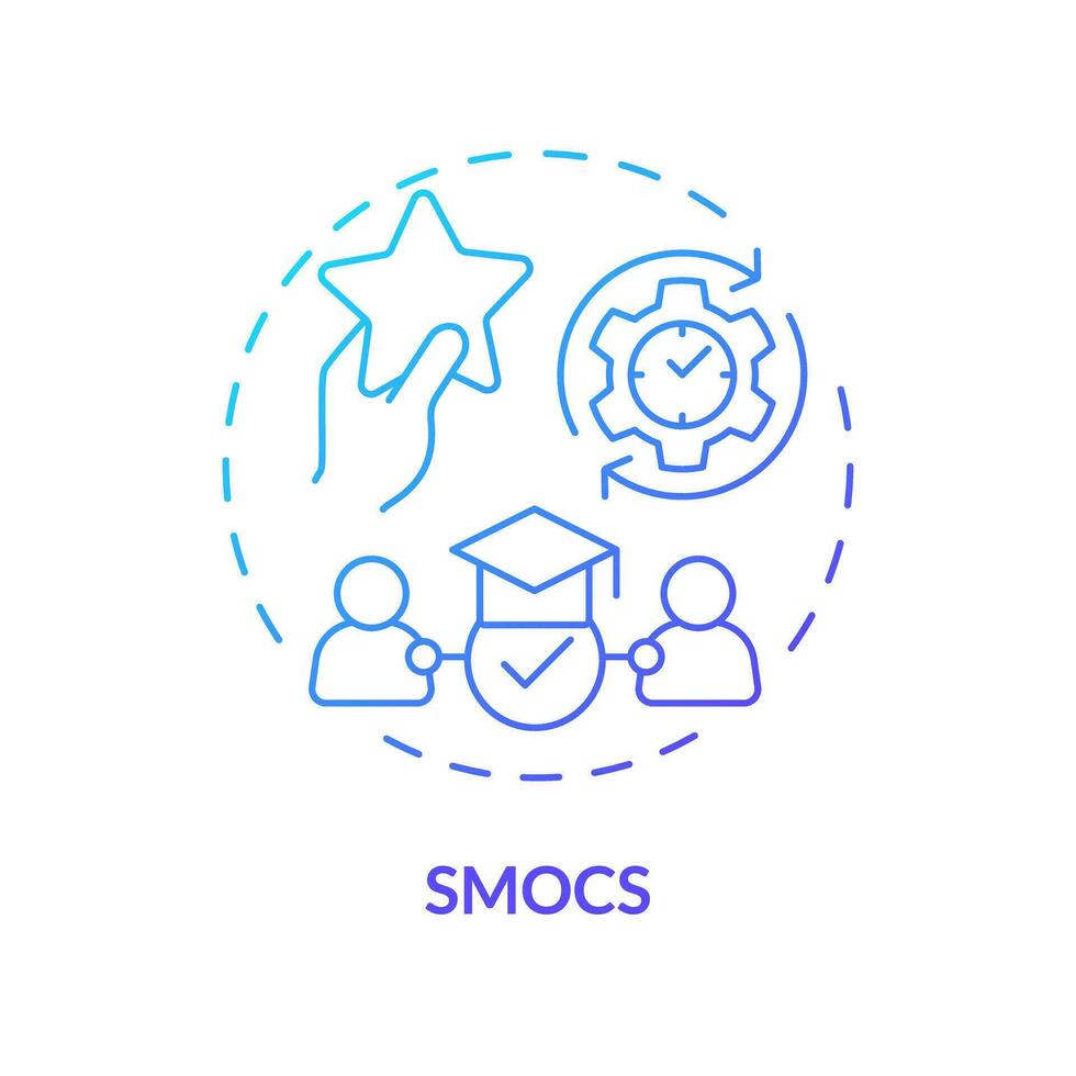 2D gradient icon SMOCs concept, simple isolated vector, MOOC blue thin line illustration. vector