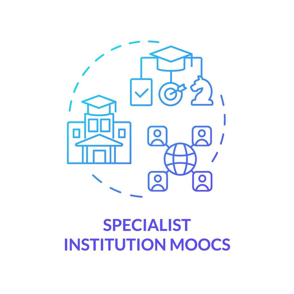 2D gradient icon specialist institution MOOCs concept, simple isolated vector, MOOC blue thin line illustration. vector