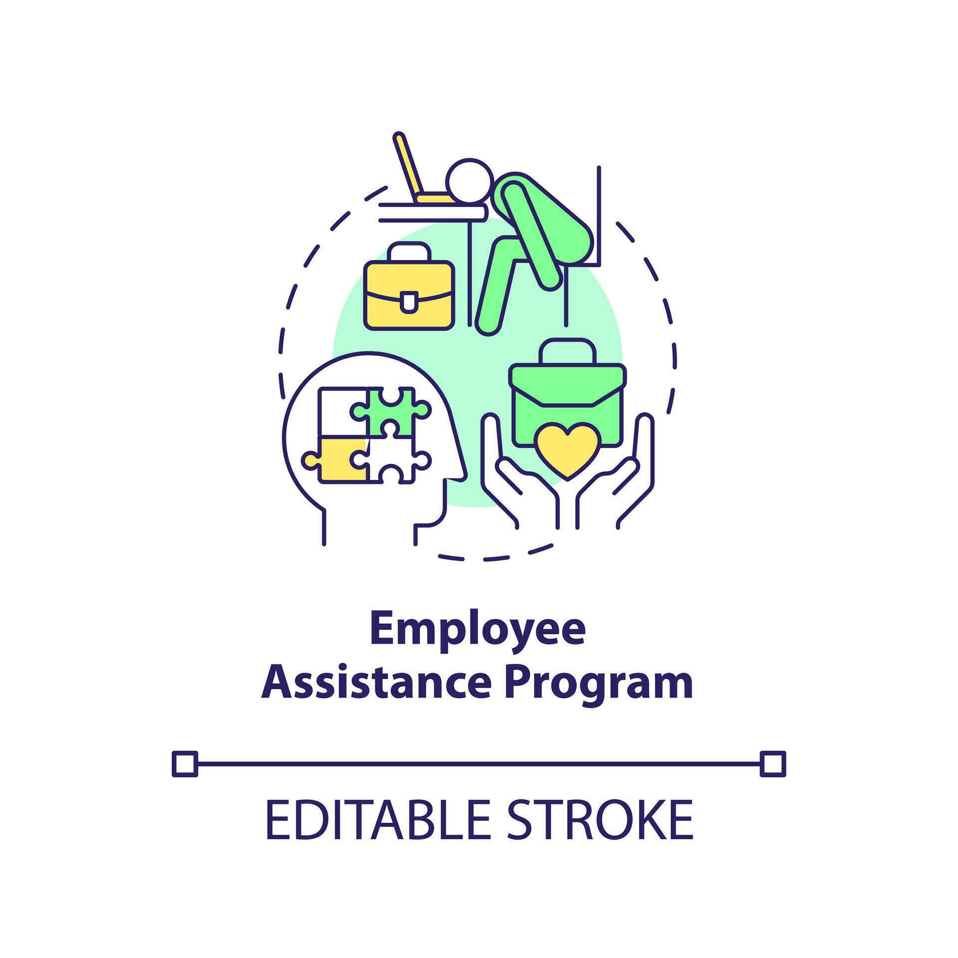 2D editable employee assistance program thin line icon concept ...