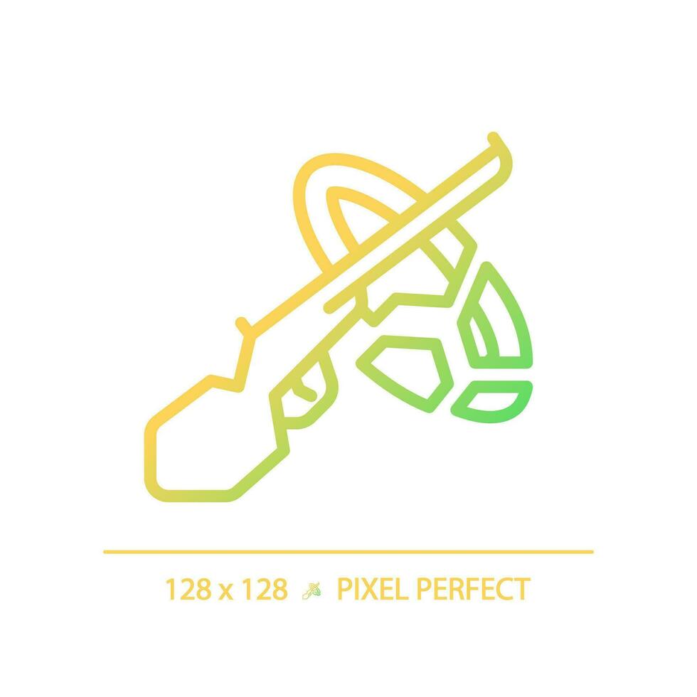 2D pixel perfect gradient clay pigeon icon, isolated vector, thin line illustration representing weapons. vector