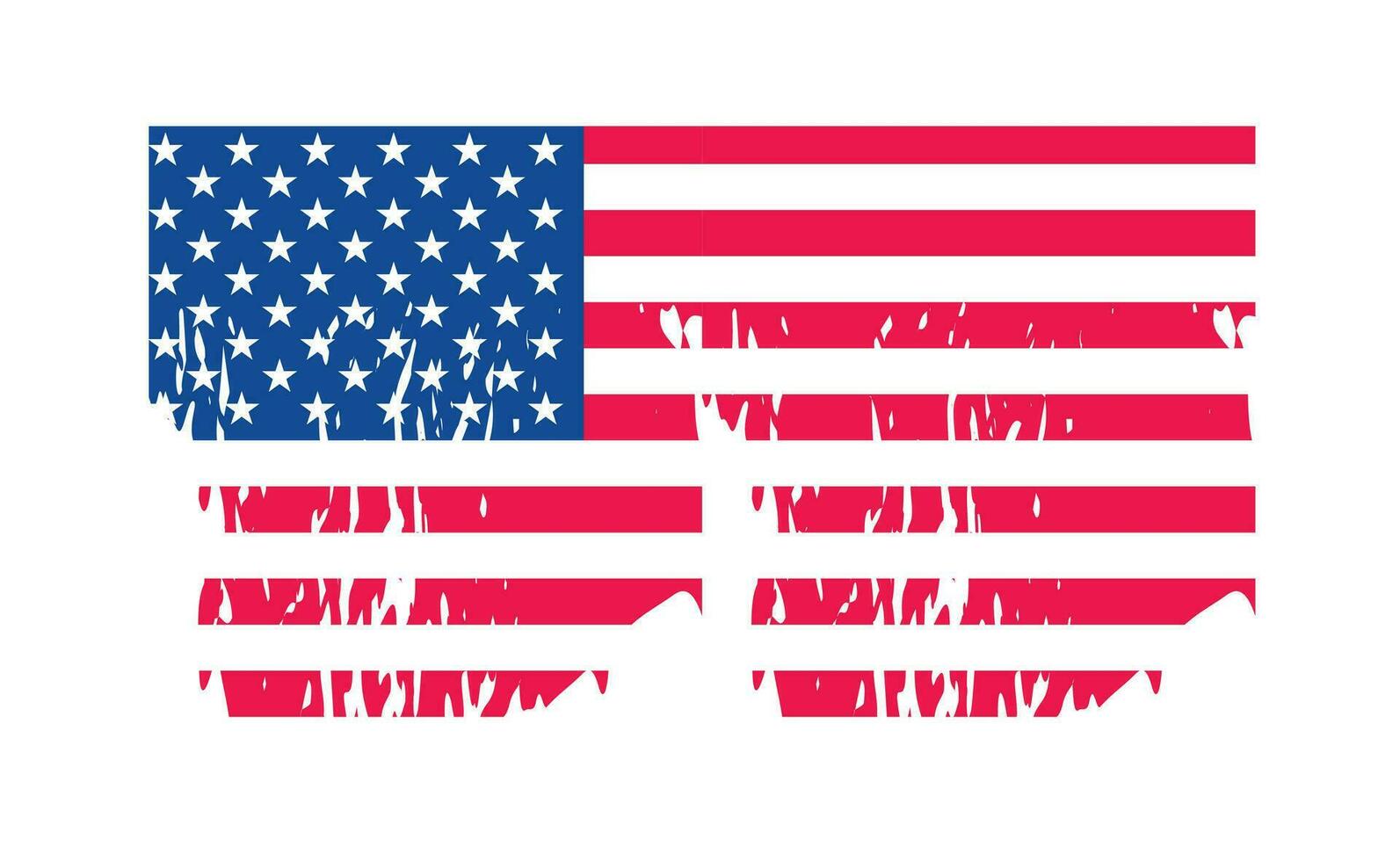 Grunge US Flag brush stroke effect. USA flag brush paint use to 4 of July American President Day. United States of America flag with watercolor paint brush strokes texture or grunge texture design. vector