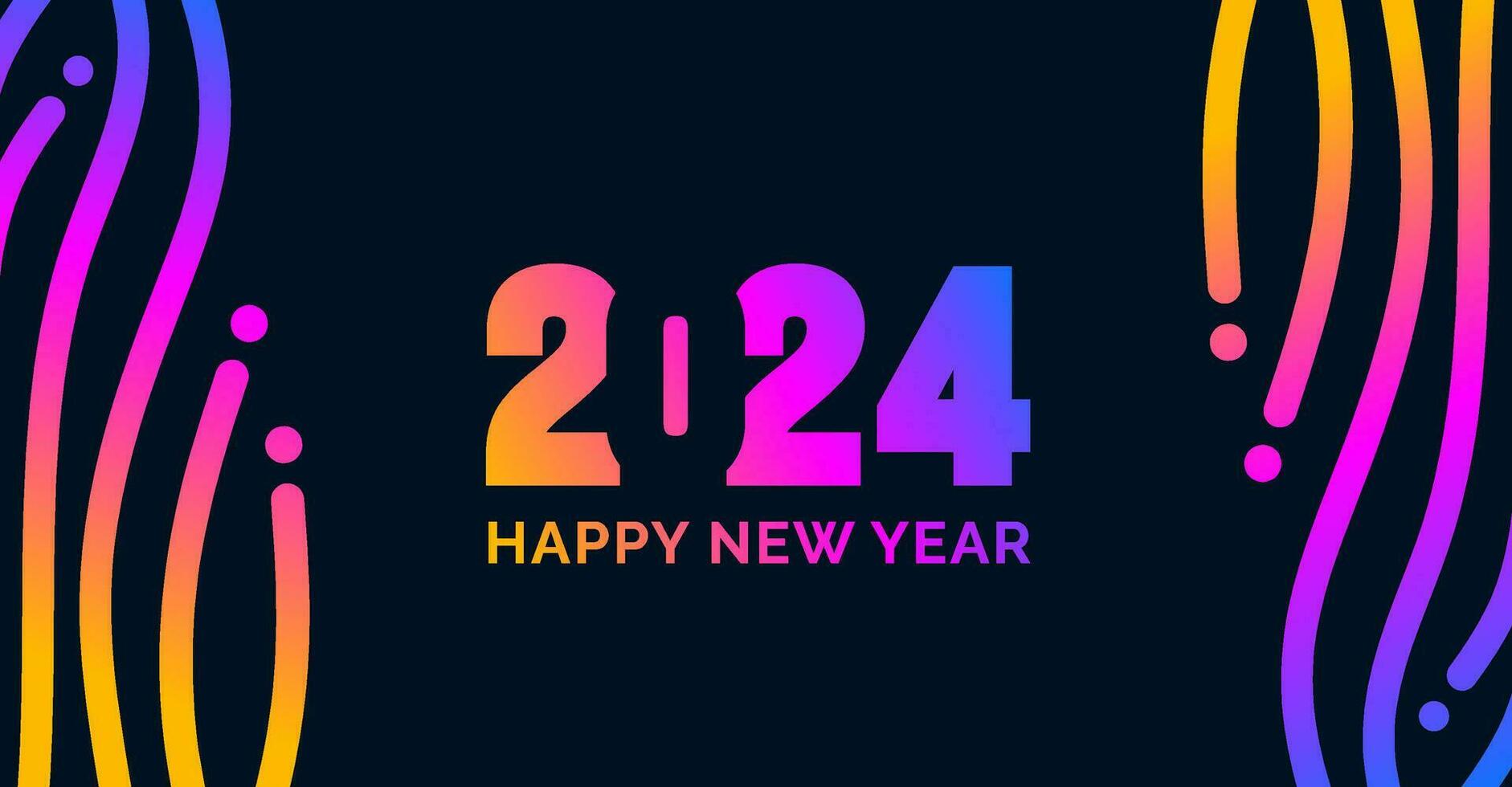 2024 Happy New Year colorful Text logo typography and background design template. greetings with 2024 numbers in the form of colored stained glass. Art design template 2024. Vector illustration.