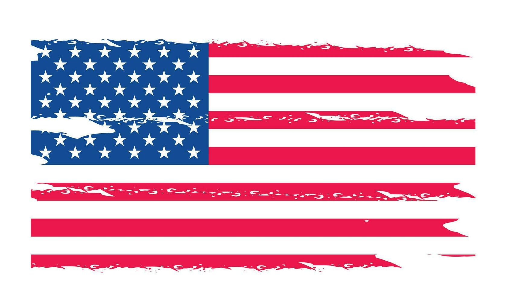 Grunge US Flag brush stroke effect. USA flag brush paint use to 4 of July American President Day. United States of America flag with watercolor paint brush strokes texture or grunge texture design. vector