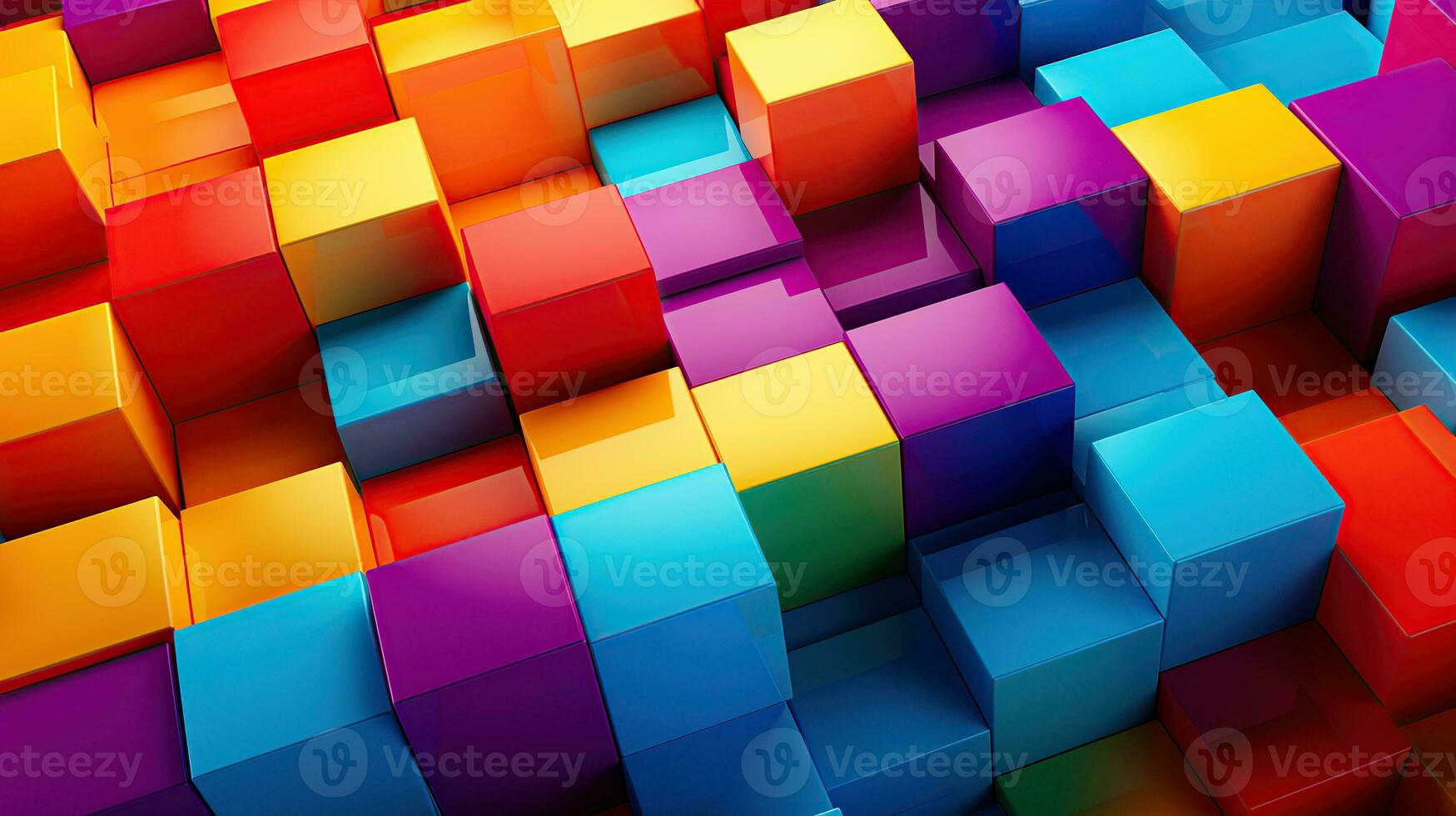 AI generated three-dimensional colourful cube pattern photo