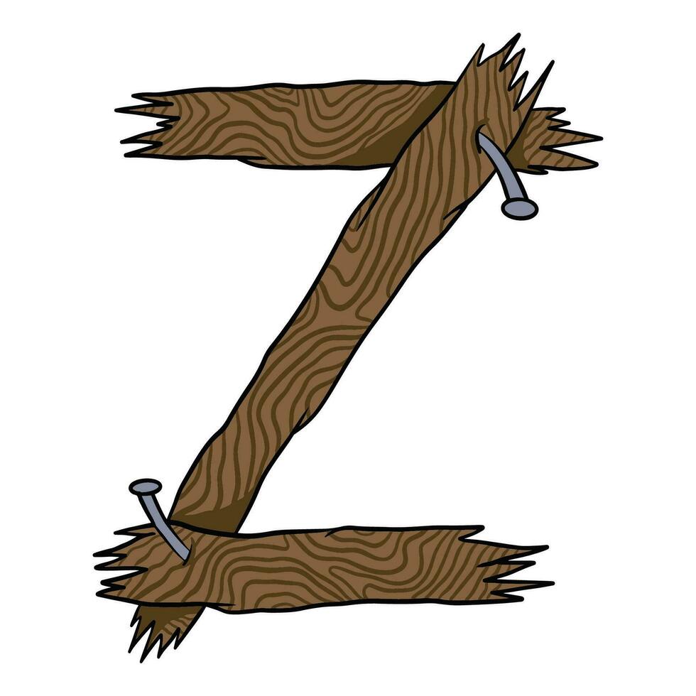 Z Wooden Alphabet Font vector