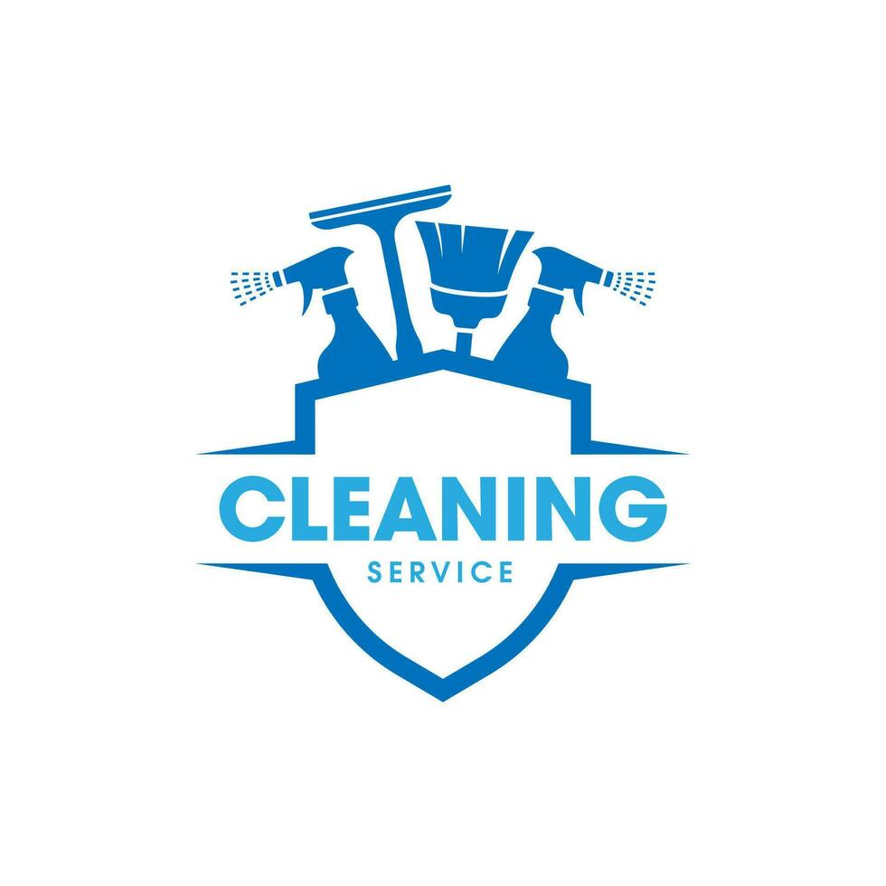 Creative Cleaning Service Logo isolated on shield emblem vector