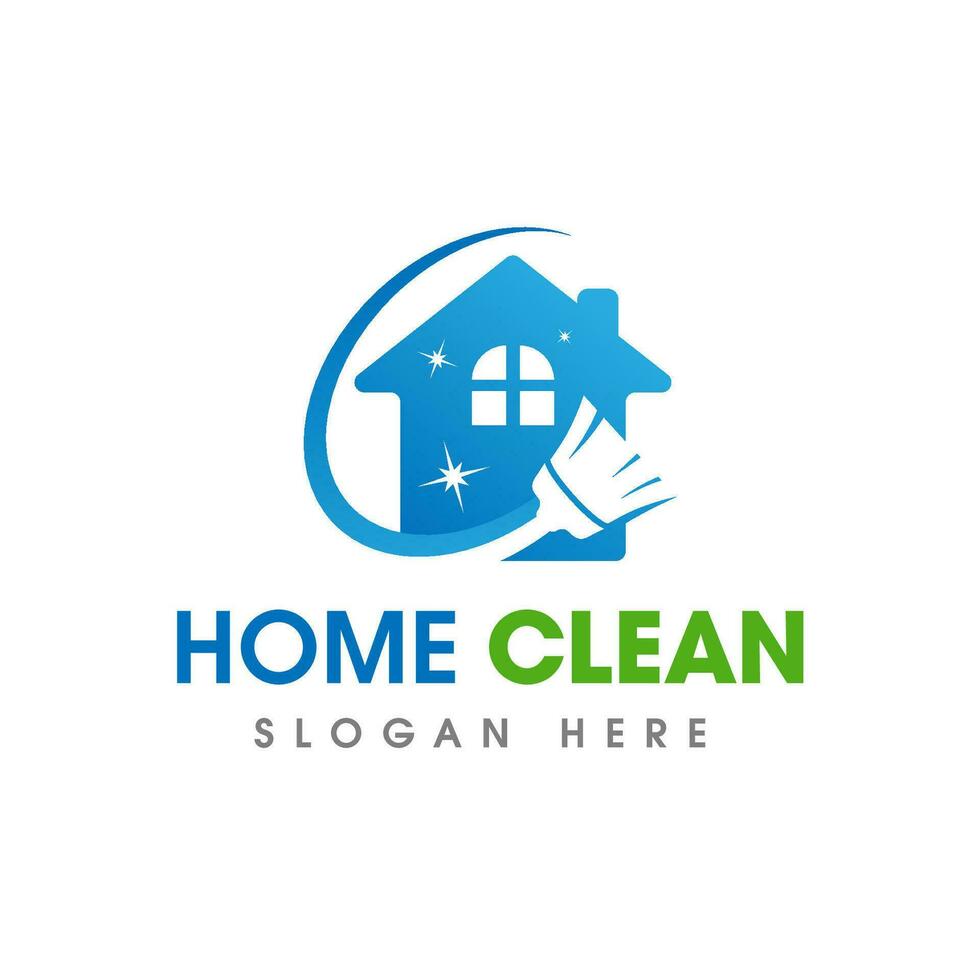 House Cleaning Service Business Logo. Home clean logo with broom sweep symbol icon design vector