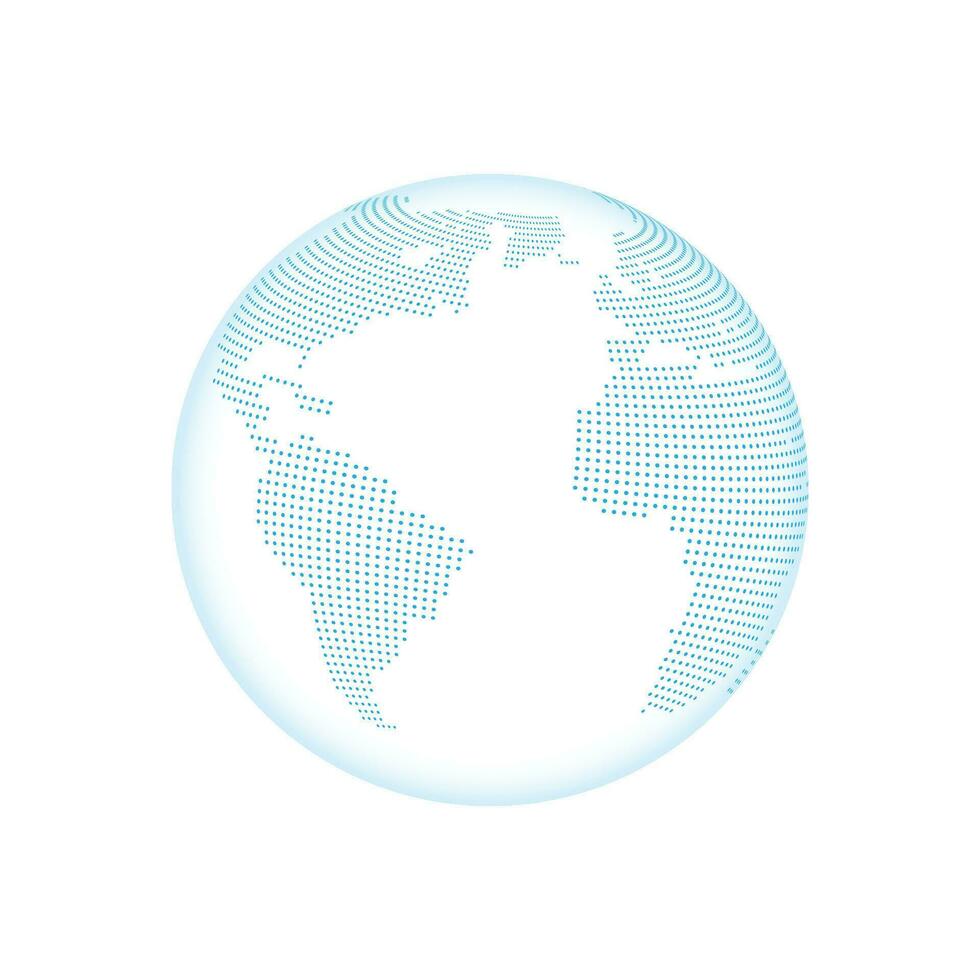 dotted globe world map vector background illustration