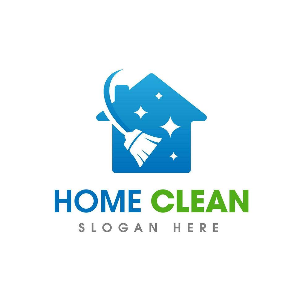 House Cleaning Service Business Logo. Home clean logo with broom sweep symbol icon design vector